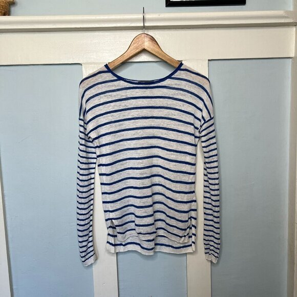 Vince White & Blue Striped Linen Sweater XS - Picture 1 of 5